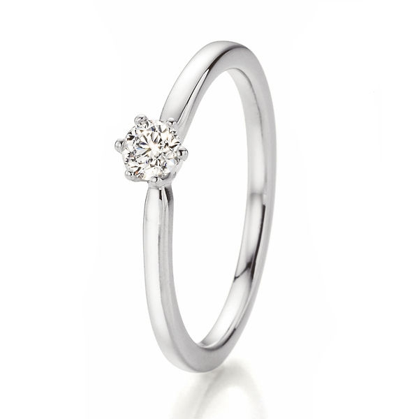 Weissgold Solitaire Ring mit 0,200 ct Brillant